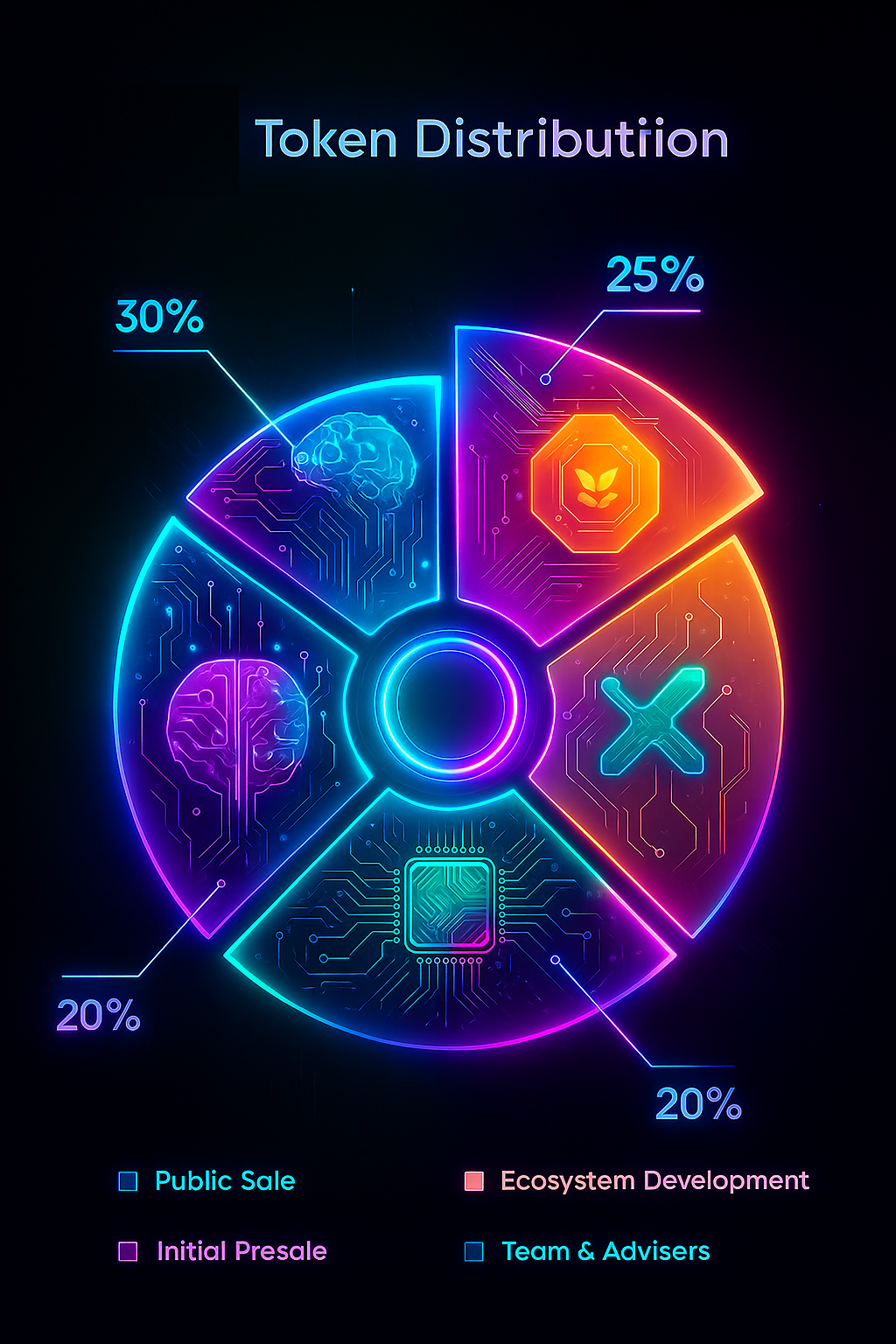 Pie chart of GROK49E token distribution